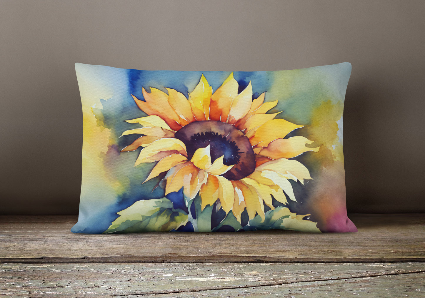 Sunflowers in Watercolor Throw Pillow