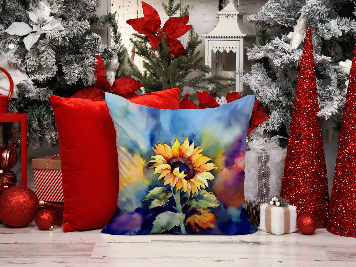 Sunflowers in Watercolor Throw Pillow