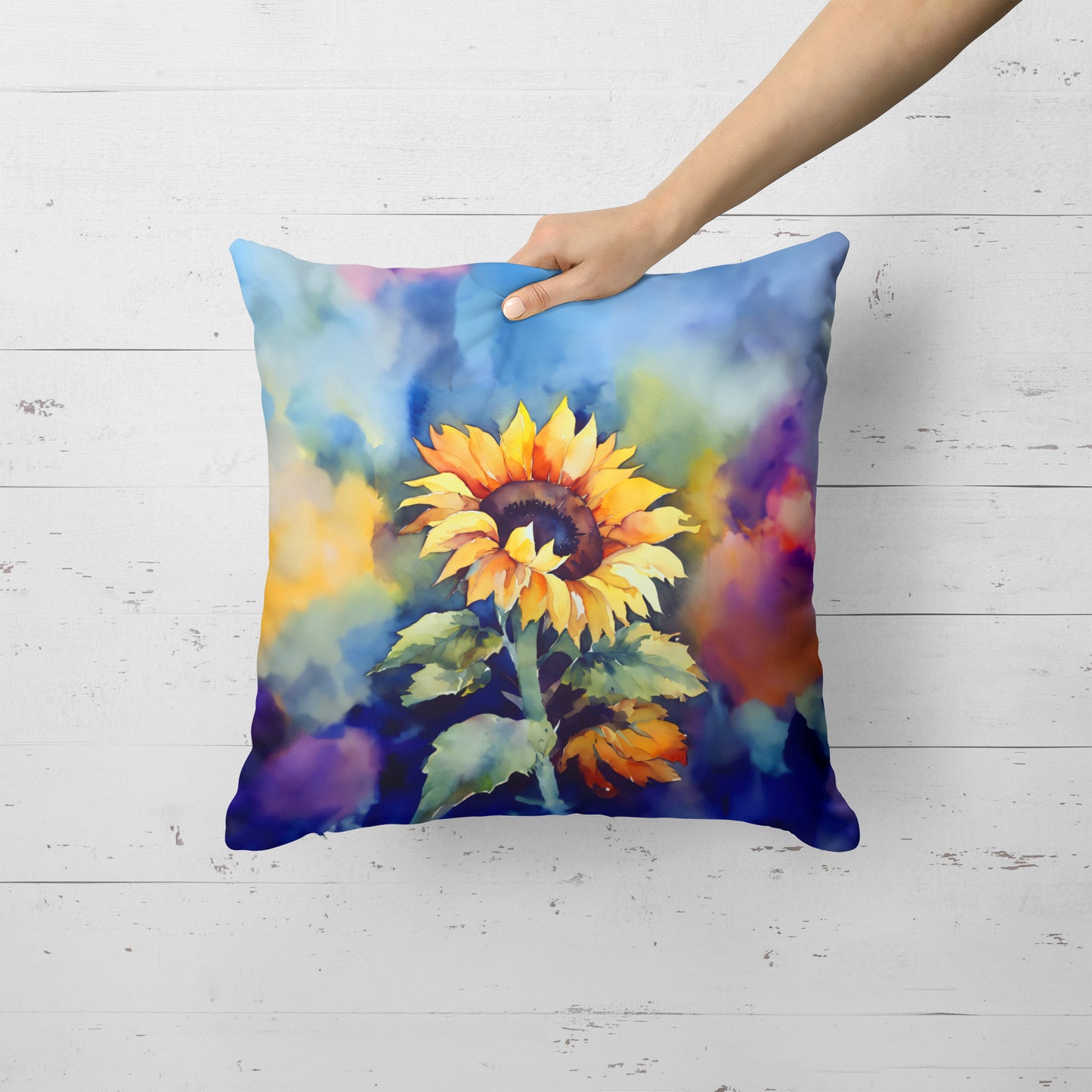 Sunflowers in Watercolor Throw Pillow