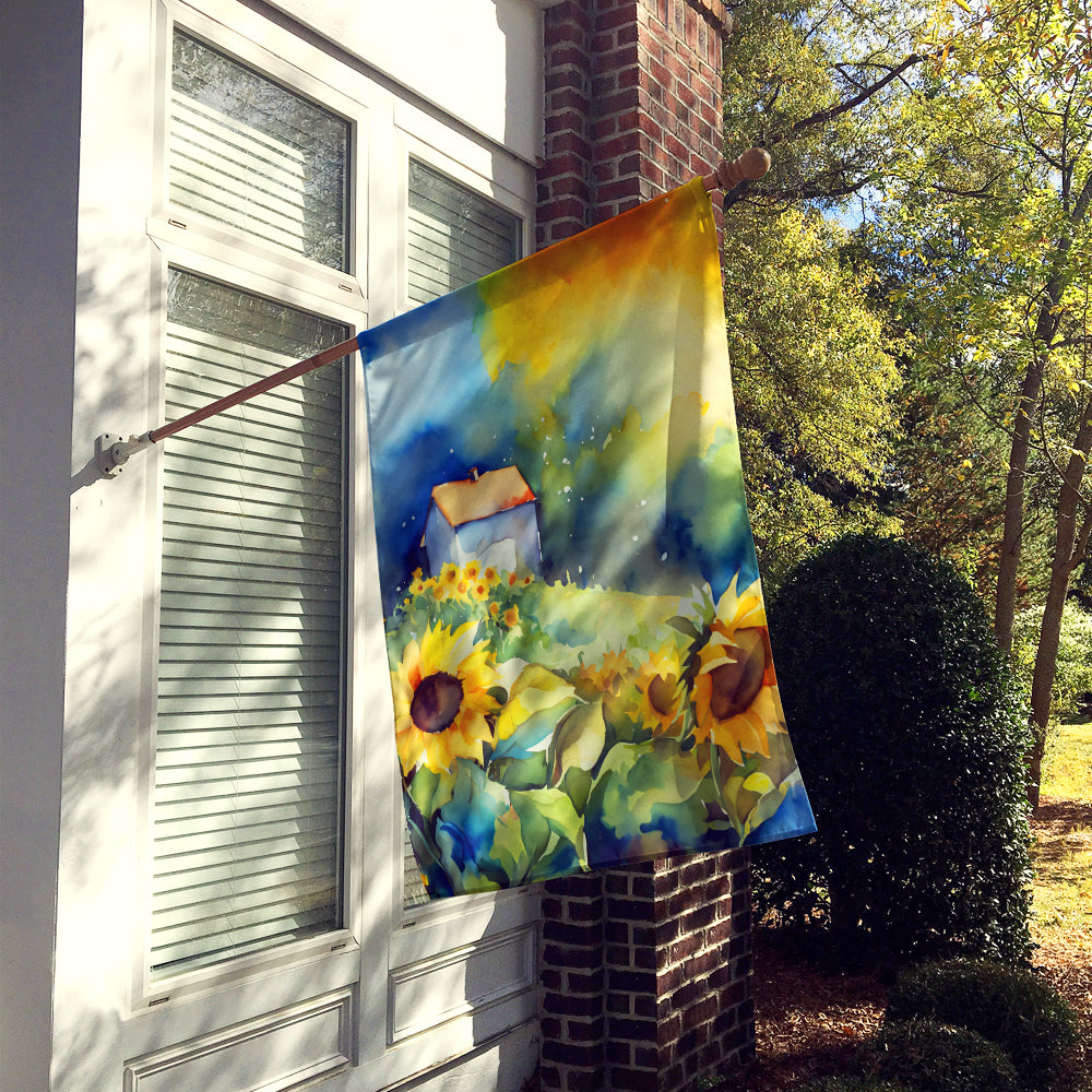 Sunflowers in Watercolor House Flag