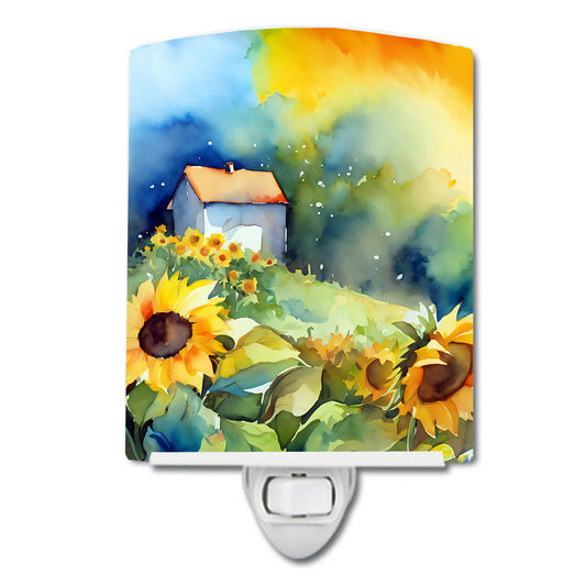 Buy this Sunflowers in Watercolor Ceramic Night Light