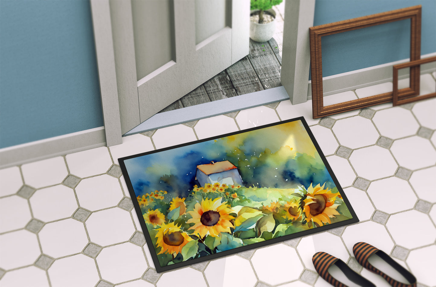 Sunflowers in Watercolor Doormat