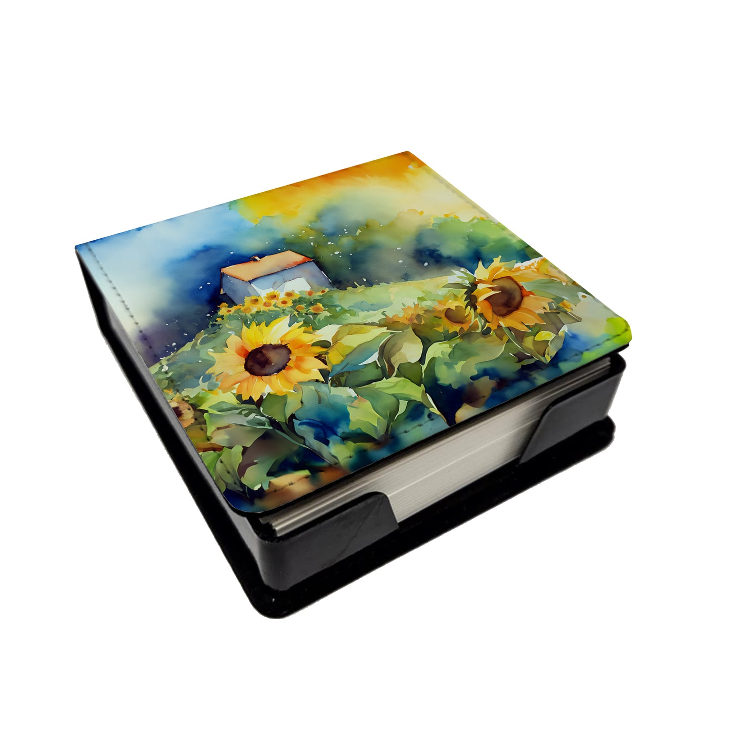 Buy this Sunflowers in Watercolor PU Leather Note Paper Holder