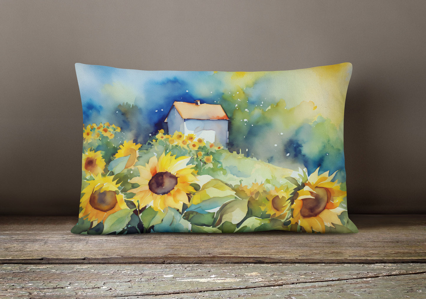 Sunflowers in Watercolor Throw Pillow