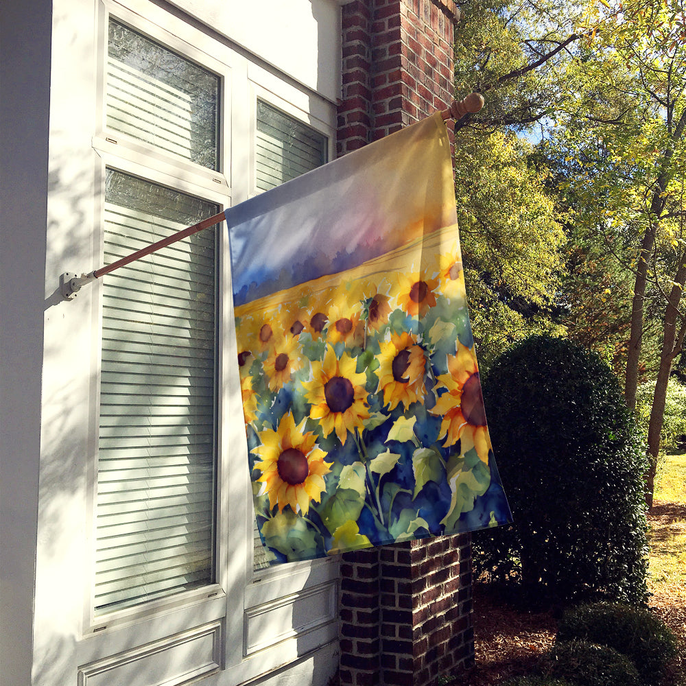 Sunflowers in Watercolor House Flag