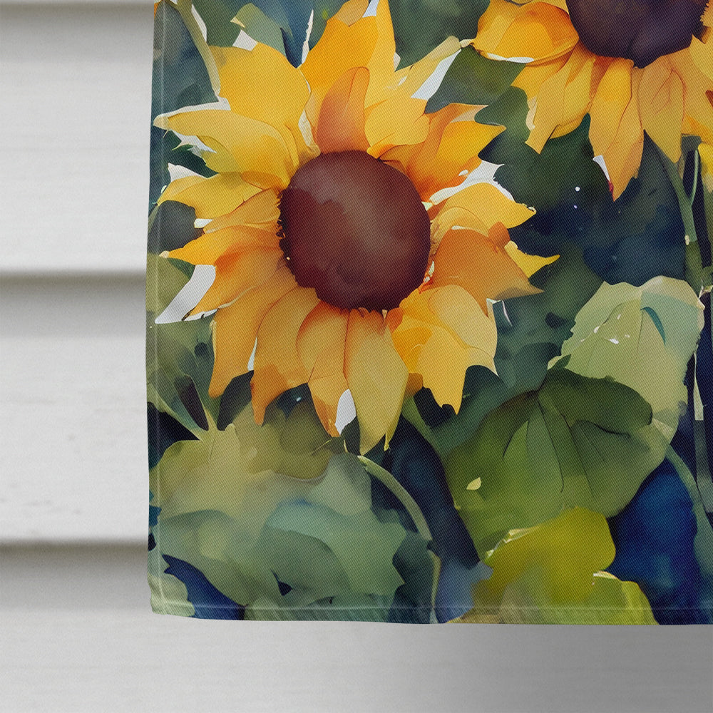 Sunflowers in Watercolor House Flag