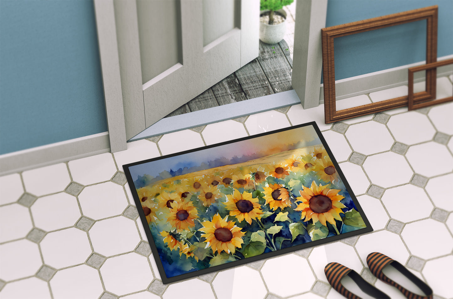 Sunflowers in Watercolor Doormat