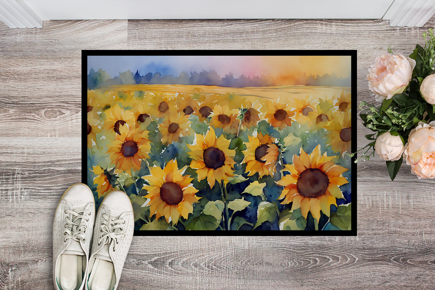 Sunflowers in Watercolor Doormat