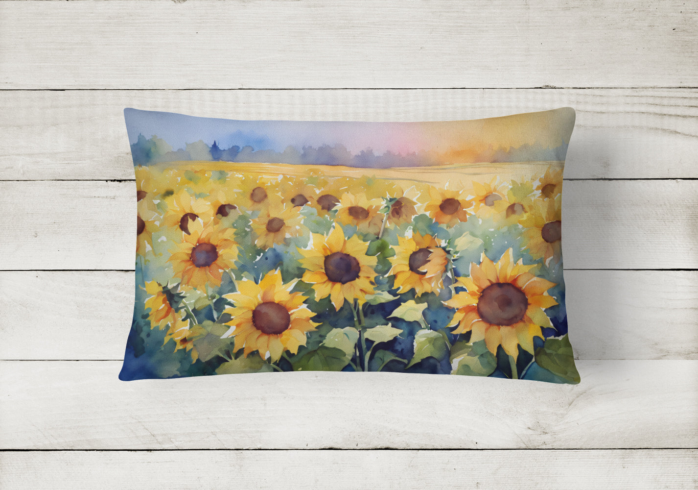 Sunflowers in Watercolor Throw Pillow