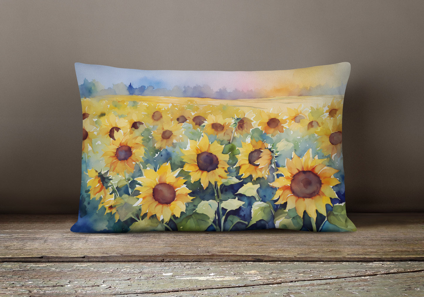 Sunflowers in Watercolor Throw Pillow