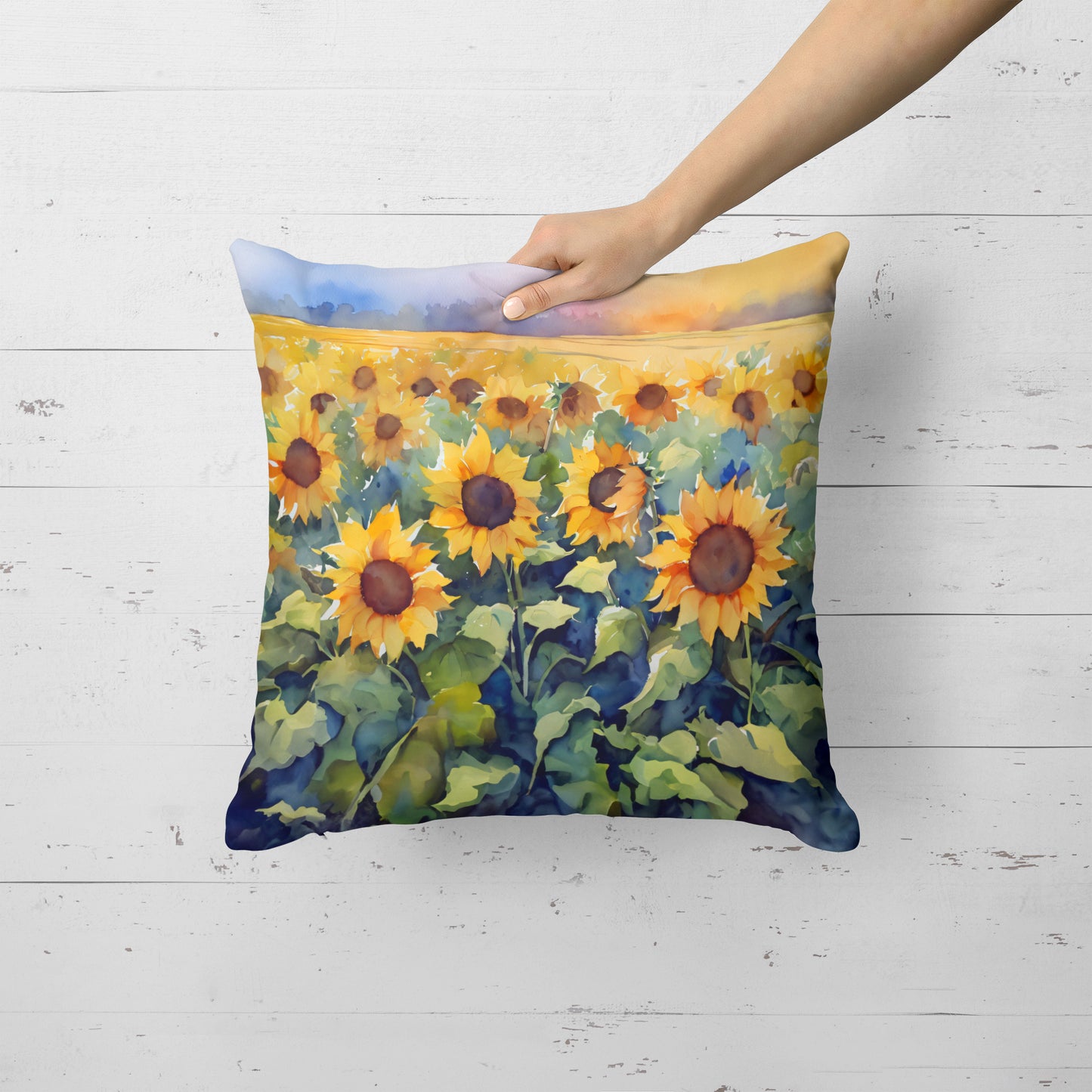 Sunflowers in Watercolor Throw Pillow