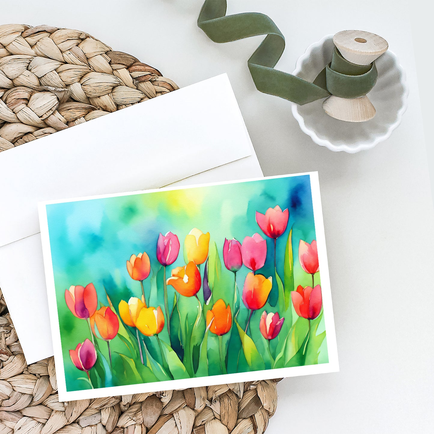 Tulips in Watercolor Greeting Cards Pack of 8