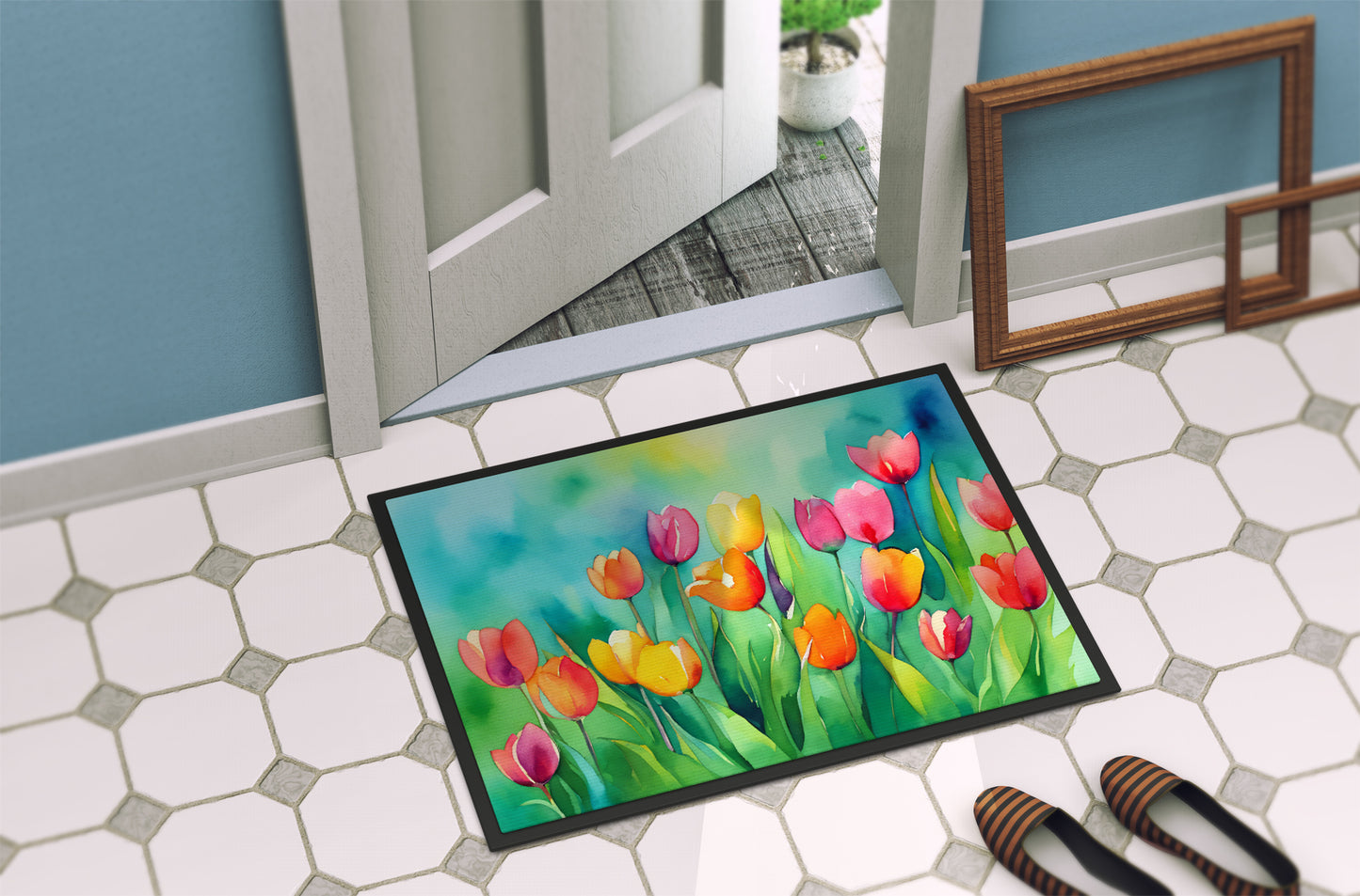 Tulips in Watercolor Doormat