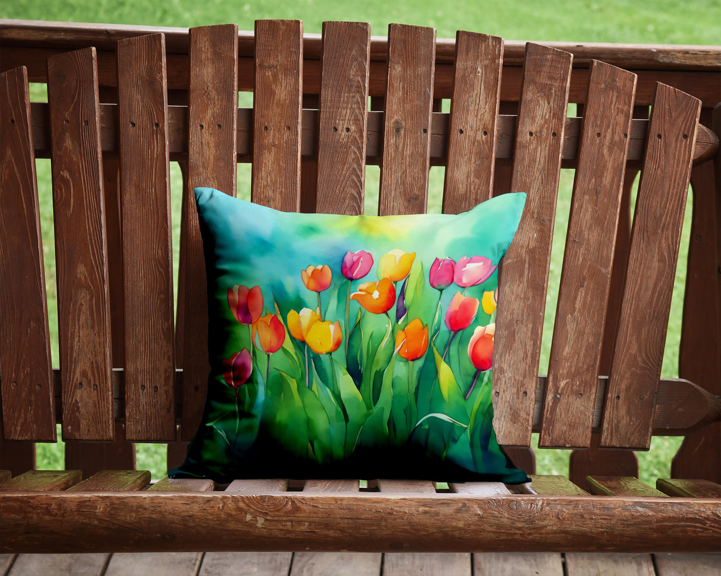 Tulips in Watercolor Throw Pillow