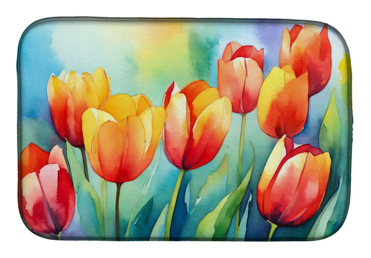 Buy this Tulips in Watercolor Dish Drying Mat