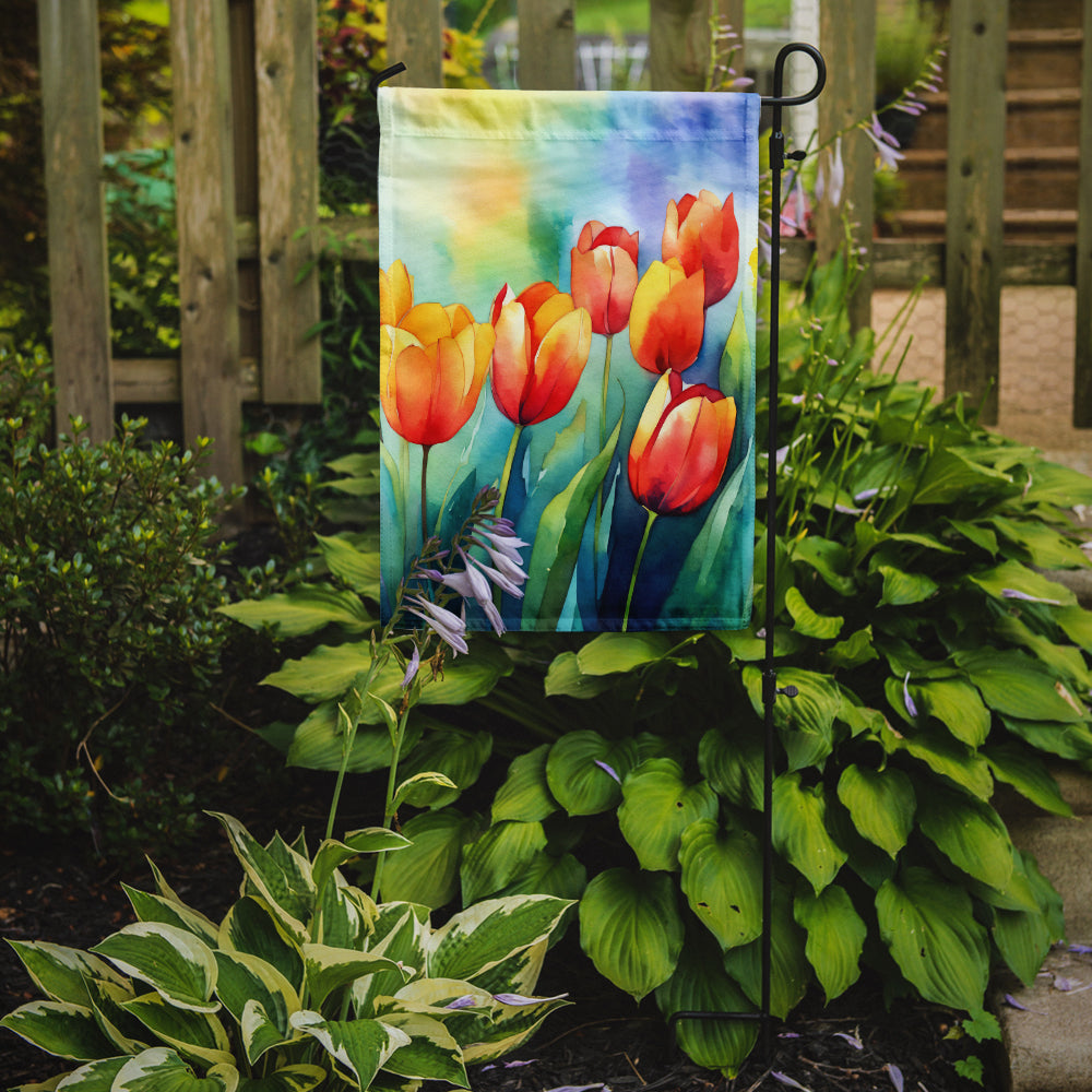 Tulips in Watercolor Garden Flag