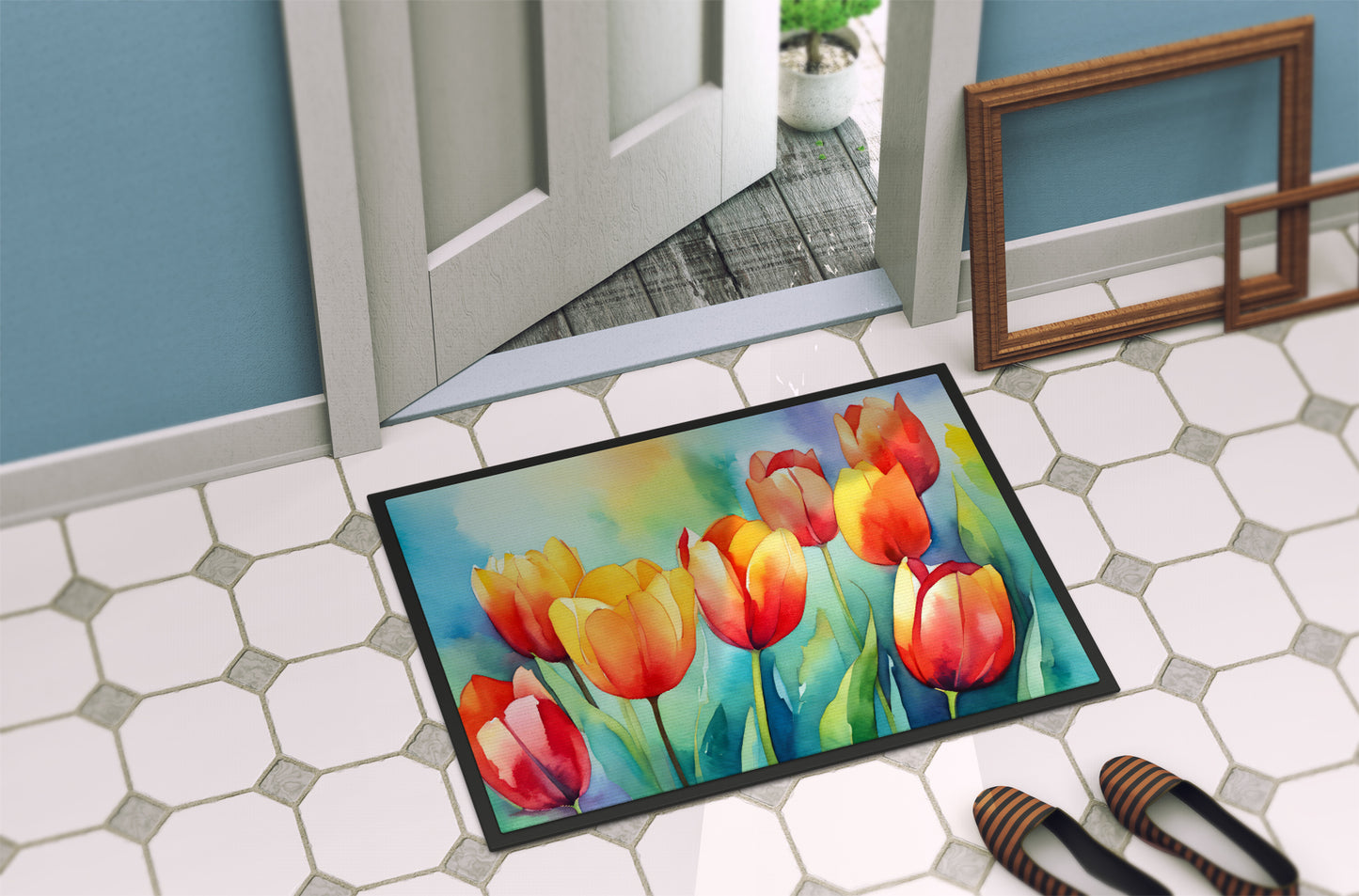 Tulips in Watercolor Doormat