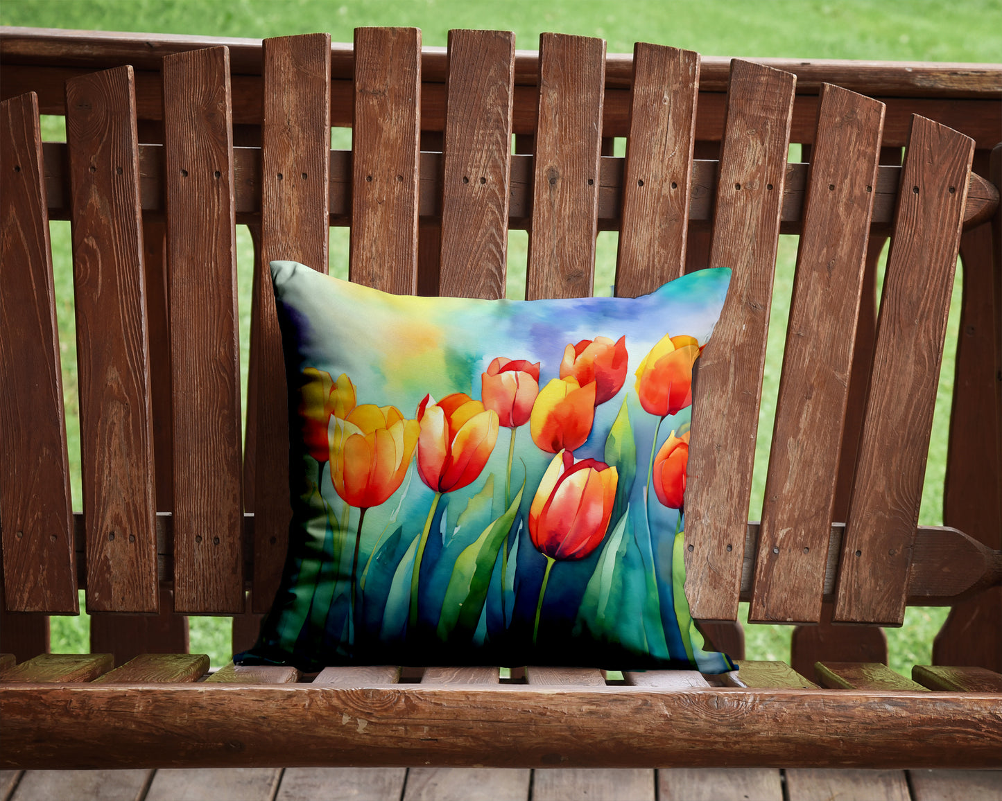 Tulips in Watercolor Throw Pillow