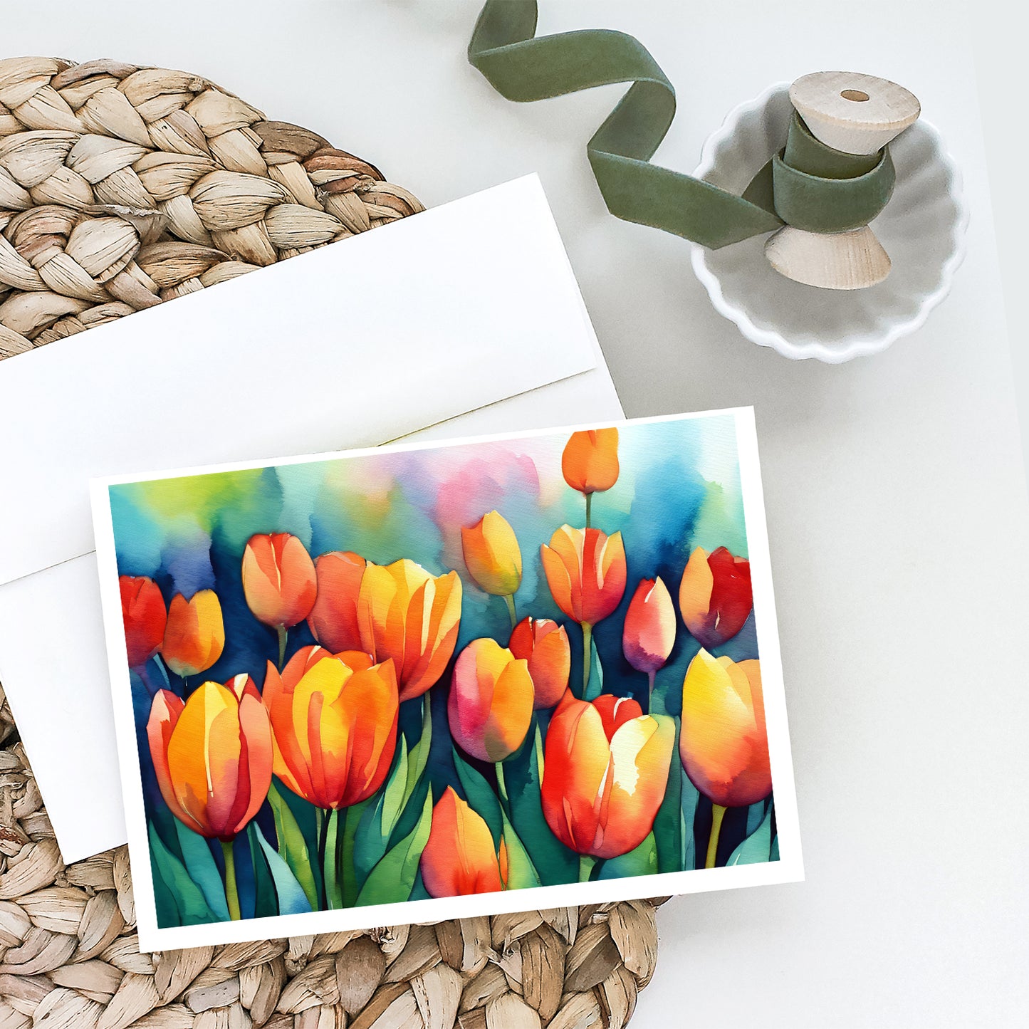 Tulips in Watercolor Greeting Cards Pack of 8