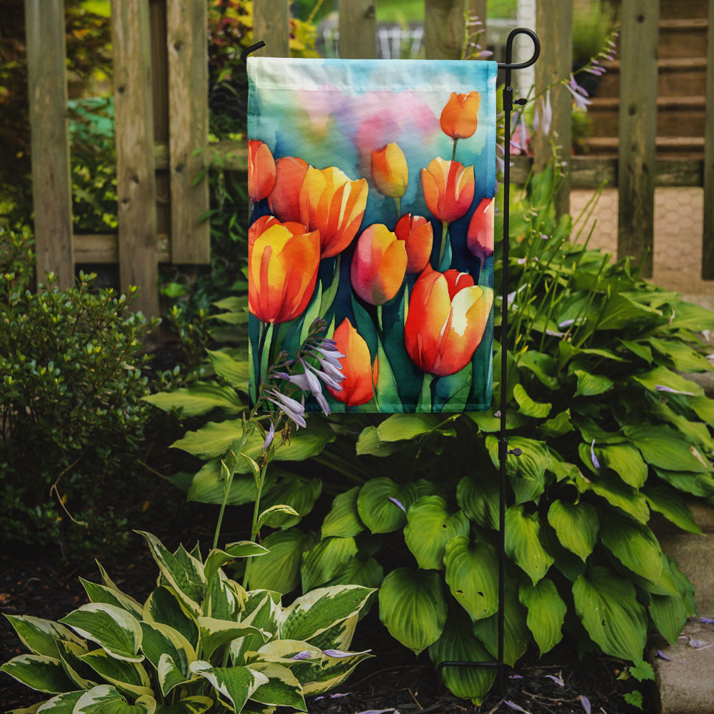 Tulips in Watercolor Garden Flag