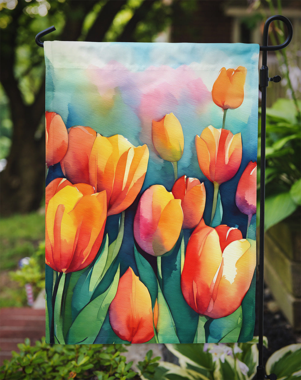 Tulips in Watercolor Garden Flag