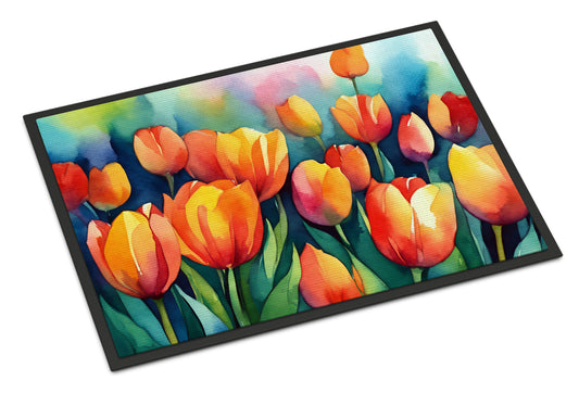 Buy this Tulips in Watercolor Doormat