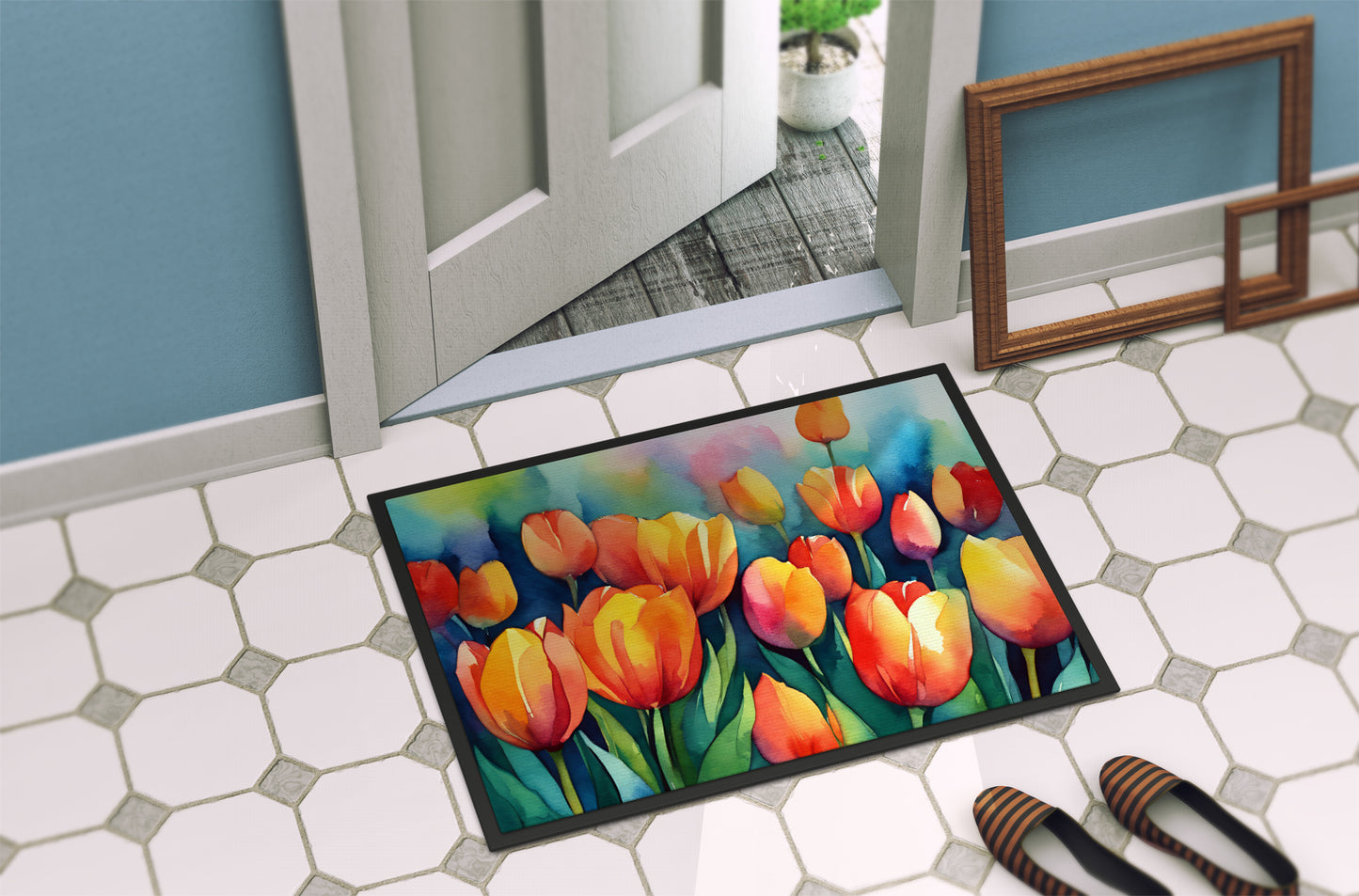 Tulips in Watercolor Doormat