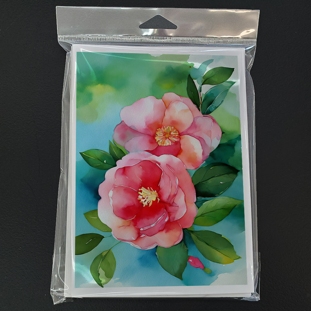 Alabama Camellia in Watercolor Greeting Cards Pack of 8