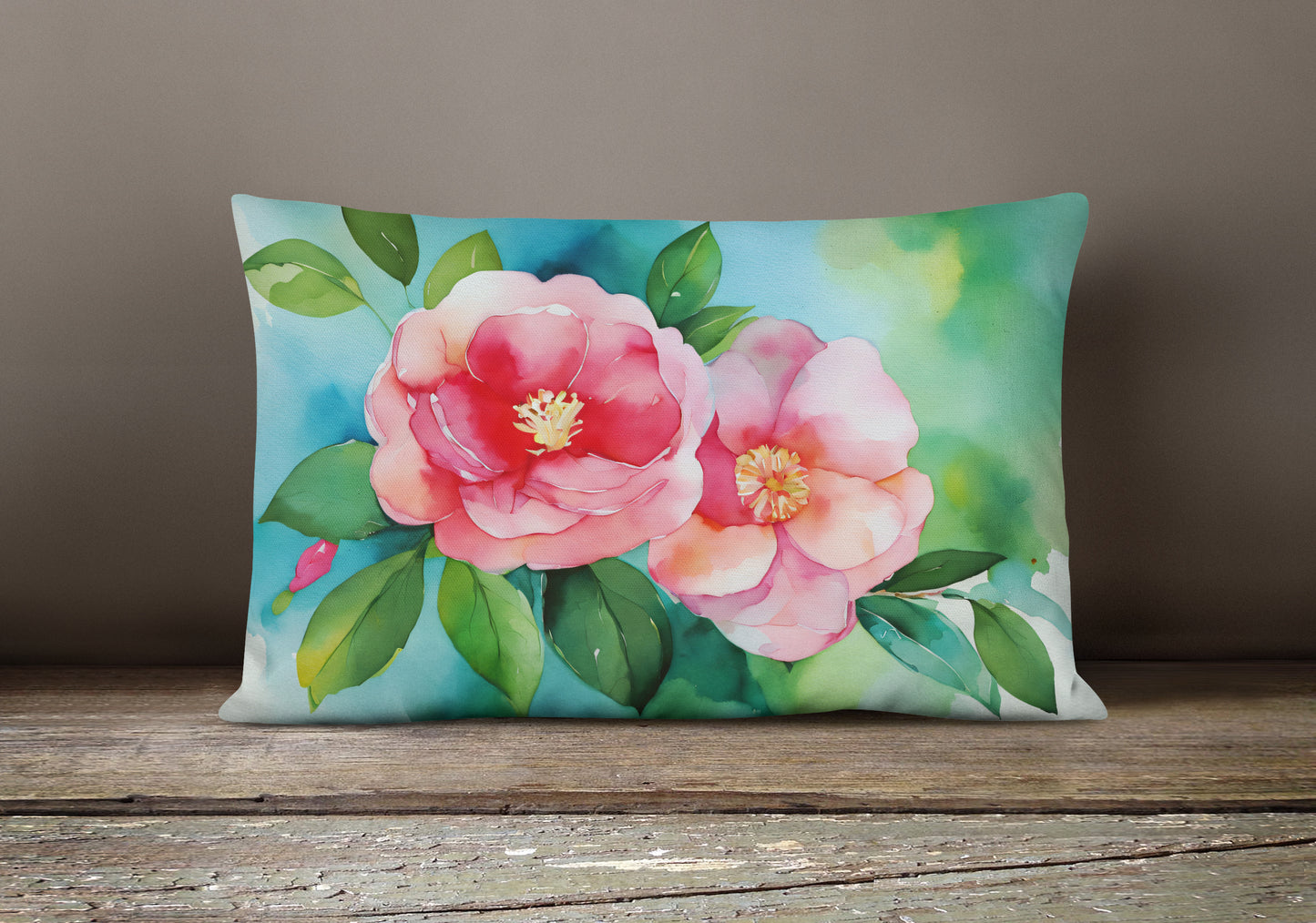 Alabama Camellia in Watercolor Throw Pillow