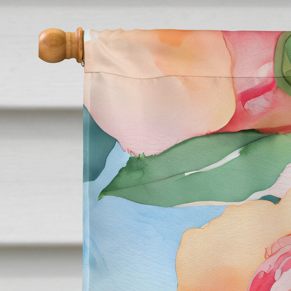 Alabama Camellia in Watercolor House Flag