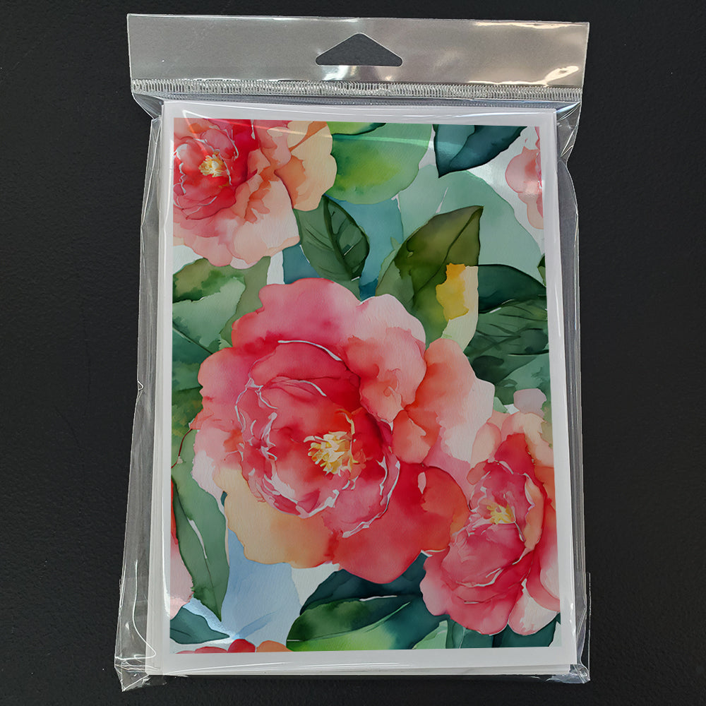 Alabama Camellia in Watercolor Greeting Cards Pack of 8