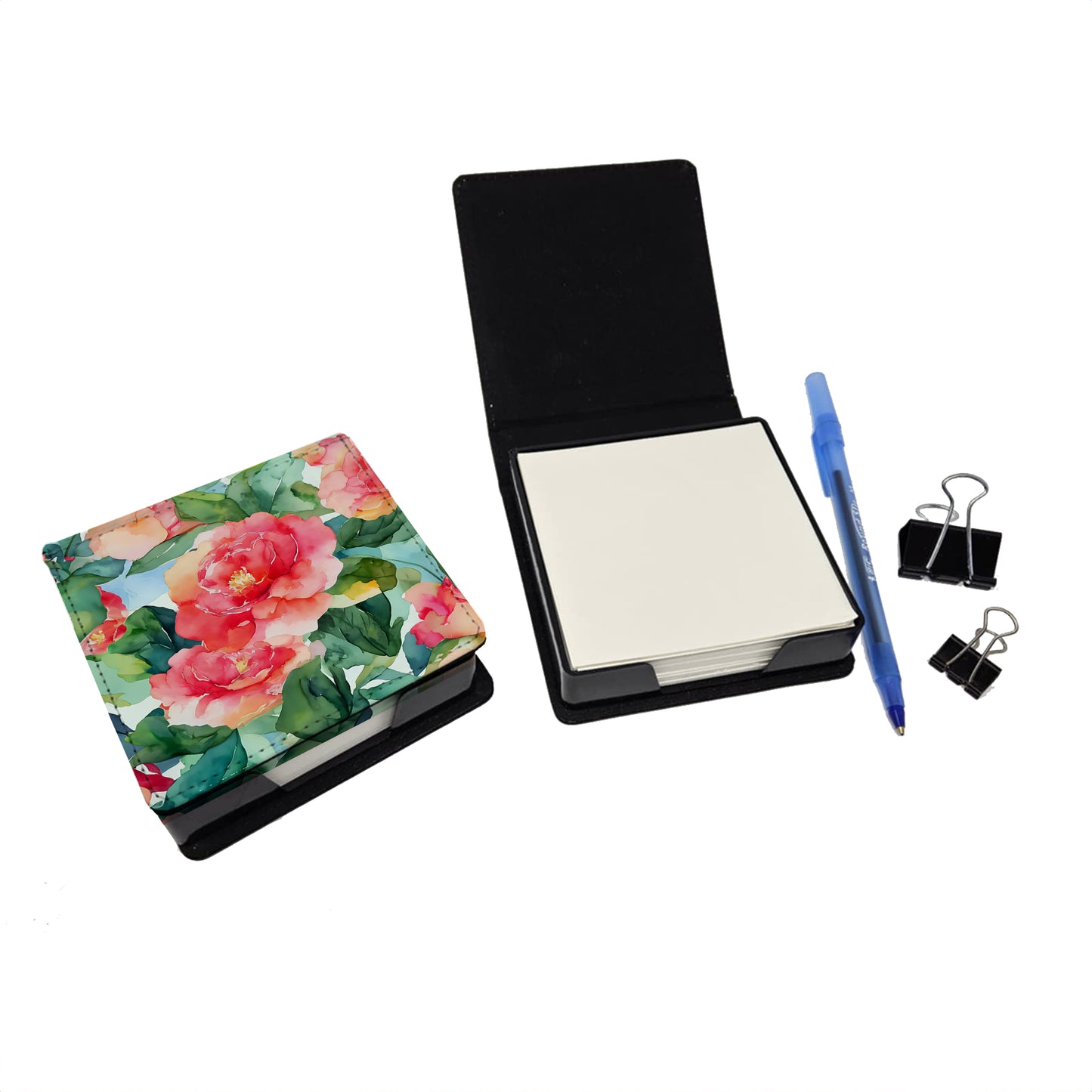 Alabama Camellia in Watercolor PU Leather Note Paper Holder