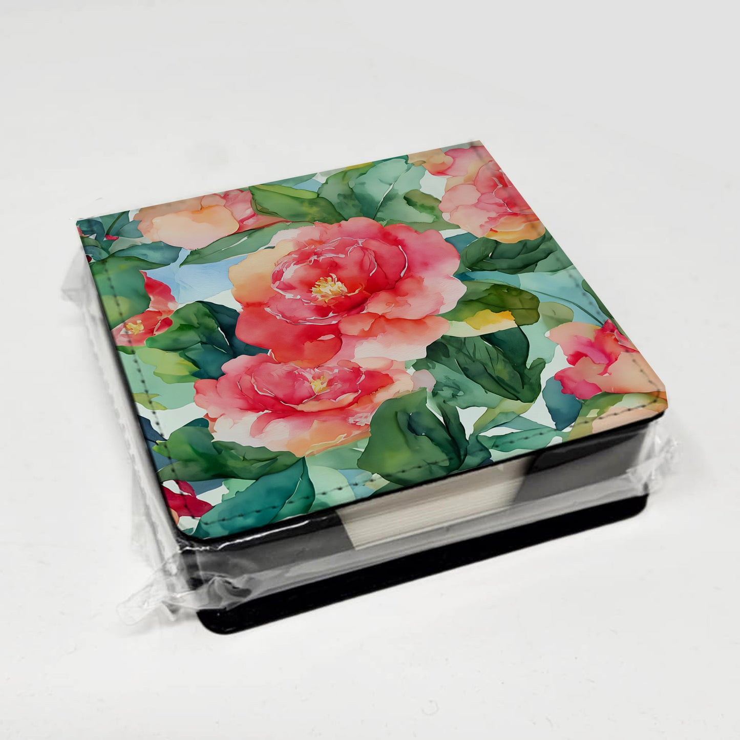 Alabama Camellia in Watercolor PU Leather Note Paper Holder