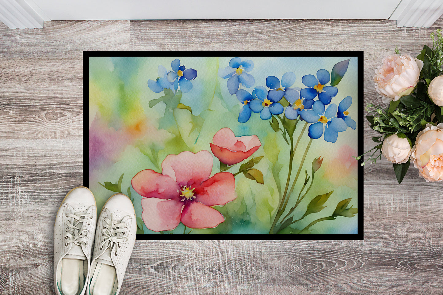 Alaska Forget-me-nots in Watercolor Doormat