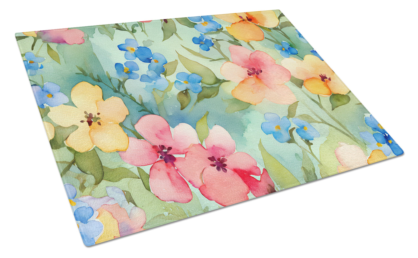 Buy this Alaska Forget-me-nots in Watercolor Glass Cutting Board