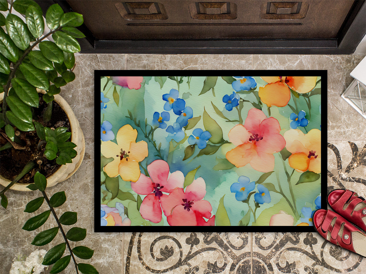 Alaska Forget-me-nots in Watercolor Doormat