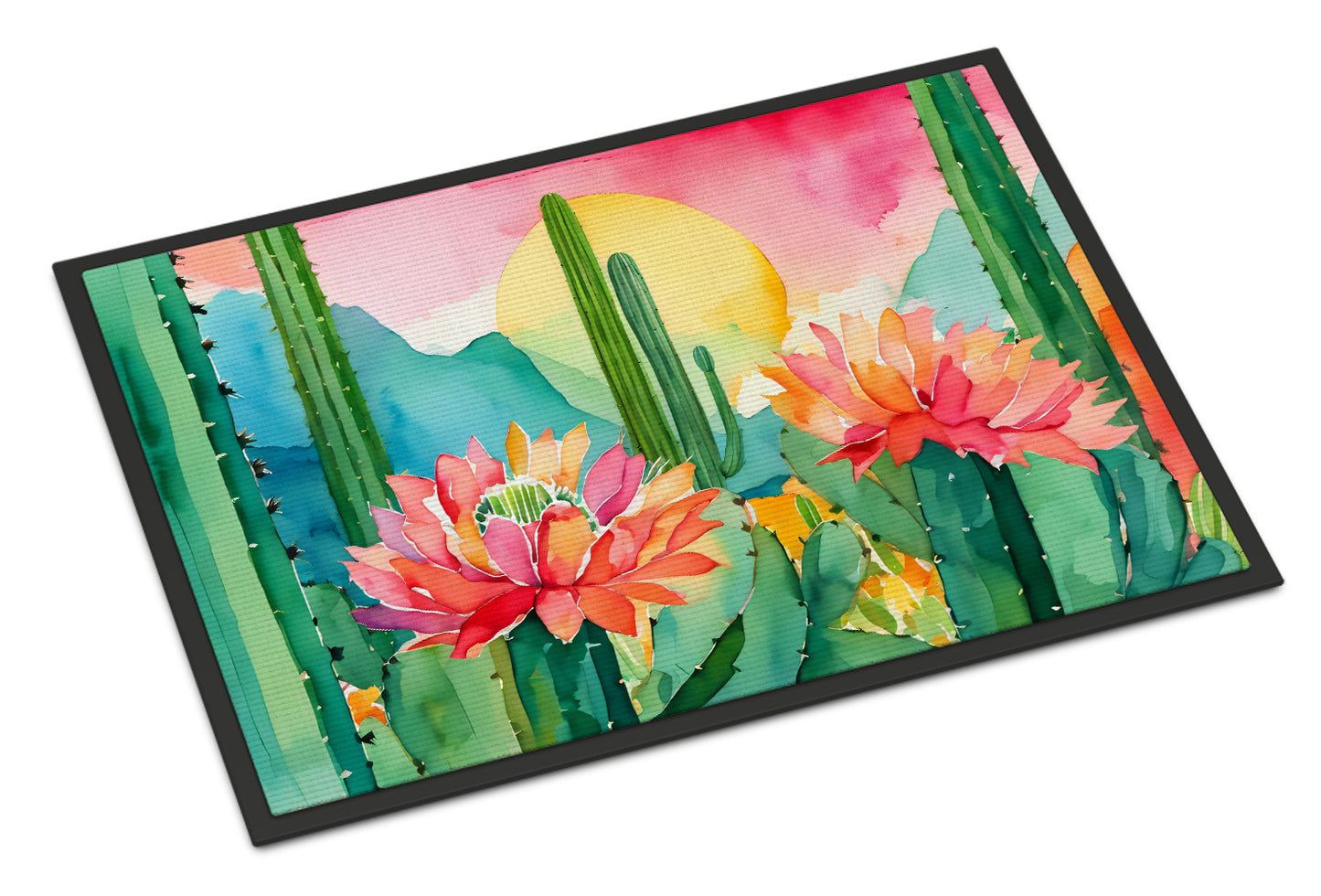 Buy this Arizona Saguaro Cactus Blossom in Watercolor Doormat