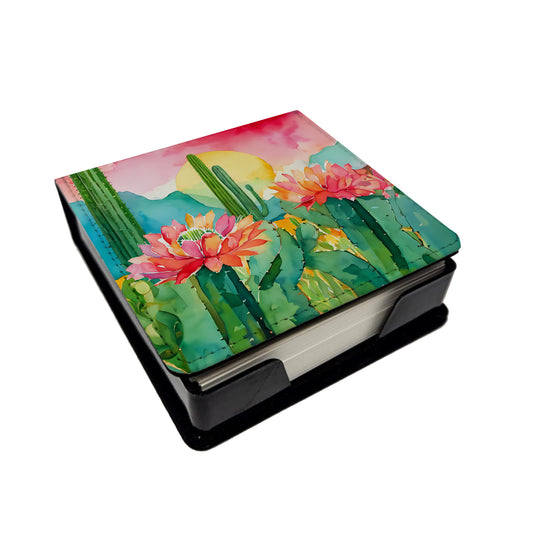 Buy this Arizona Saguaro Cactus Blossom in Watercolor PU Leather Note Paper Holder