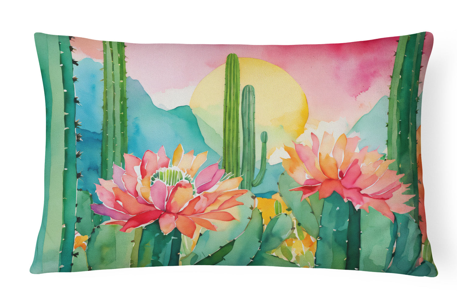 Buy this Arizona Saguaro Cactus Blossom in Watercolor Throw Pillow