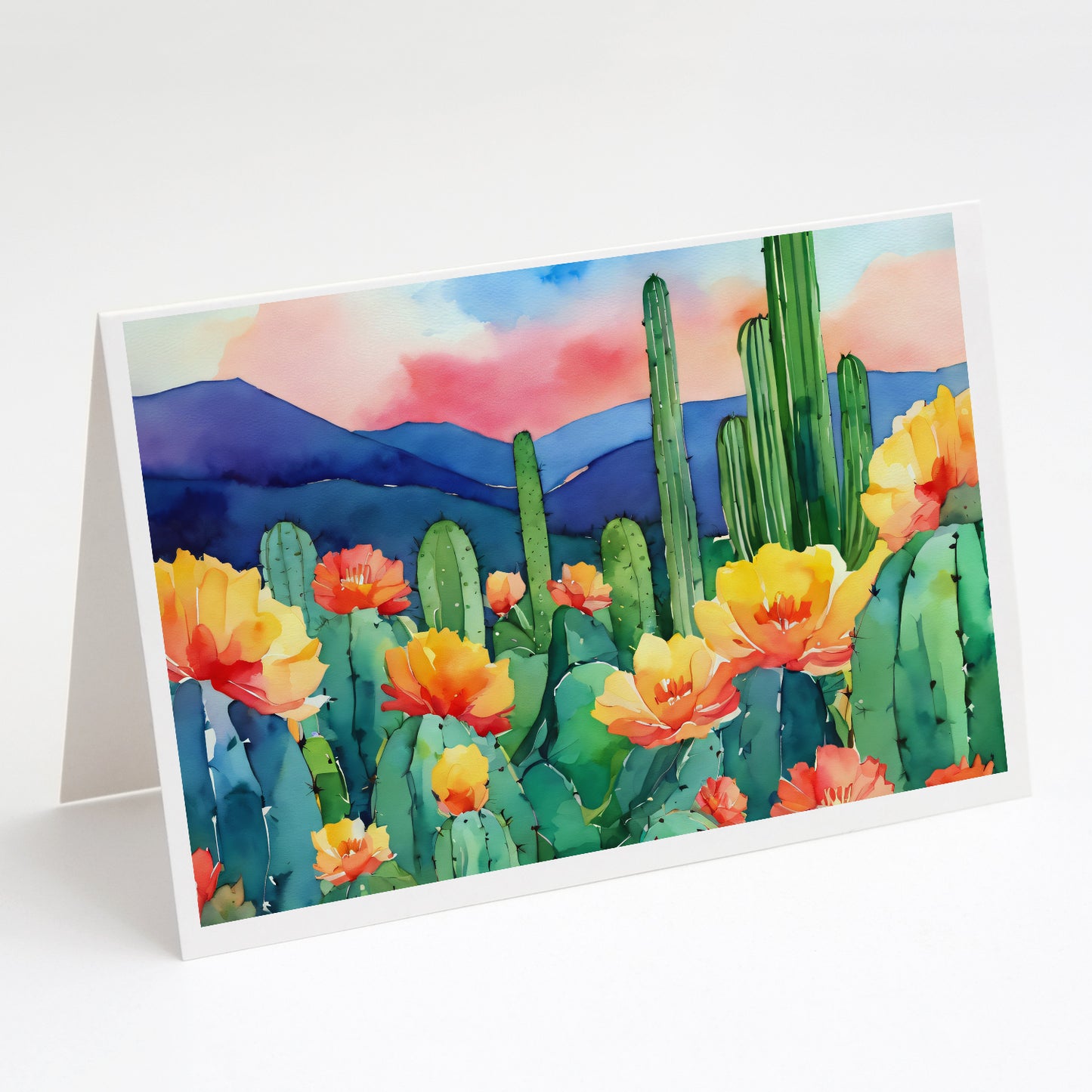 Buy this Arizona Saguaro Cactus Blossom in Watercolor Greeting Cards Pack of 8