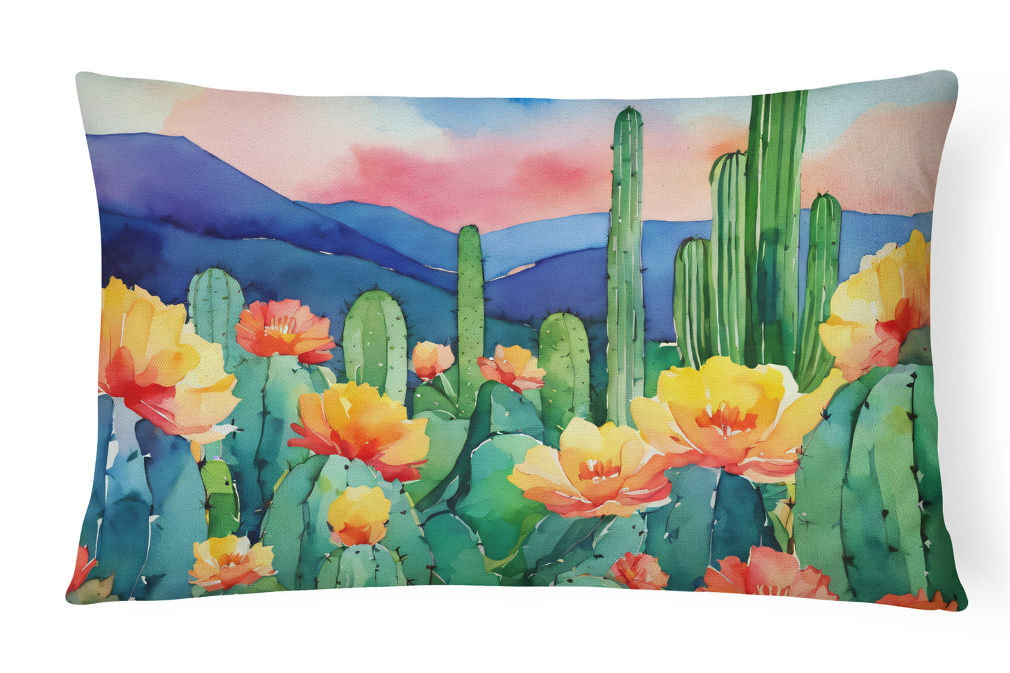 Buy this Arizona Saguaro Cactus Blossom in Watercolor Throw Pillow