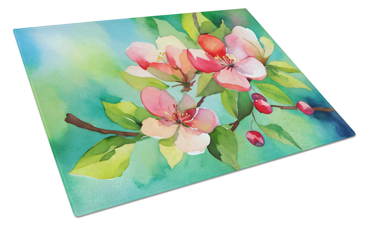 Buy this Arkansas Apple Blossom in Watercolor Glass Cutting Board