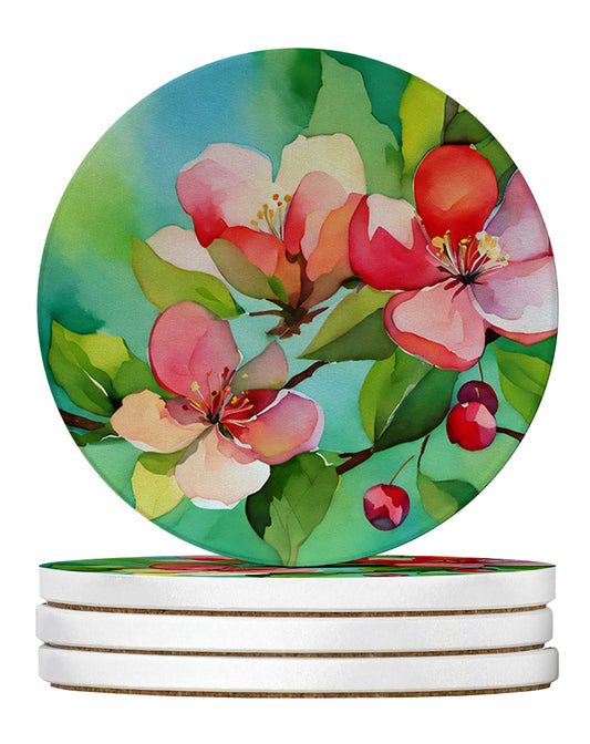 Buy this Arkansas Apple Blossom in Watercolor Large Sandstone Coasters Pack of 4