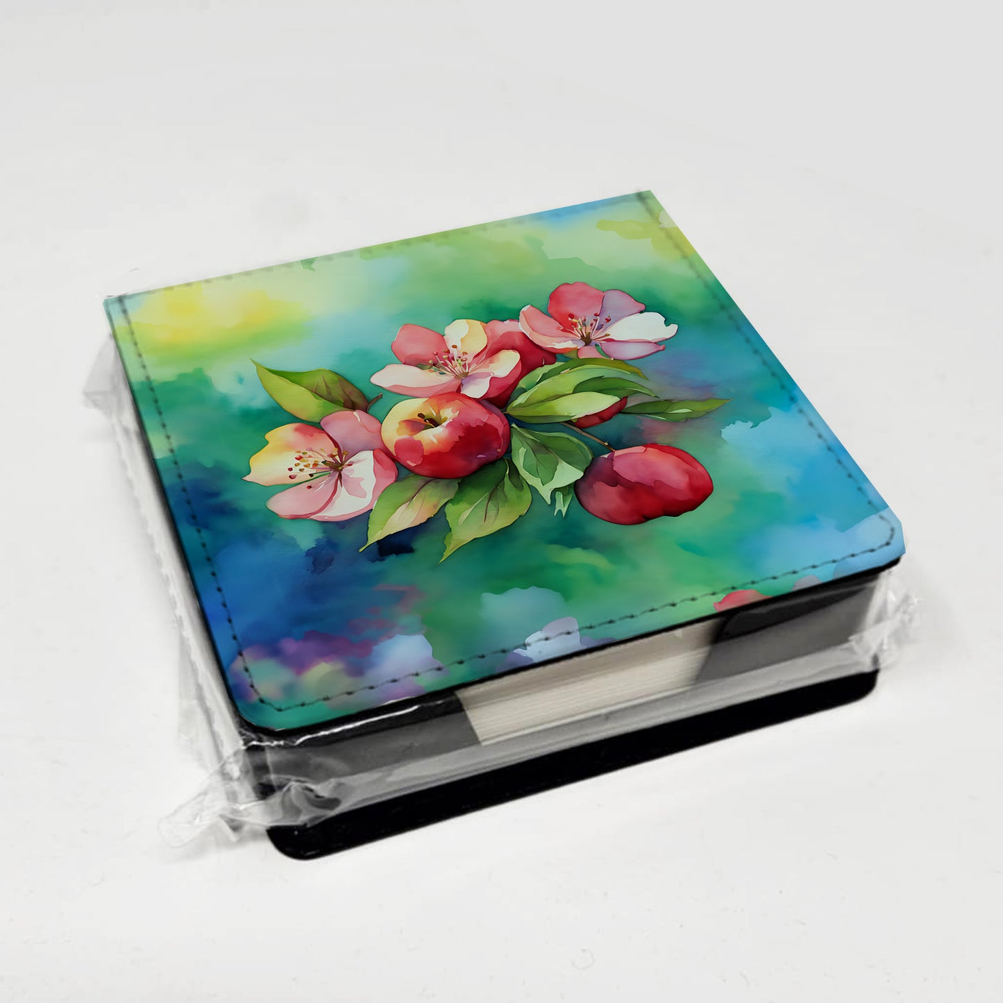 Arkansas Apple Blossom in Watercolor PU Leather Note Paper Holder