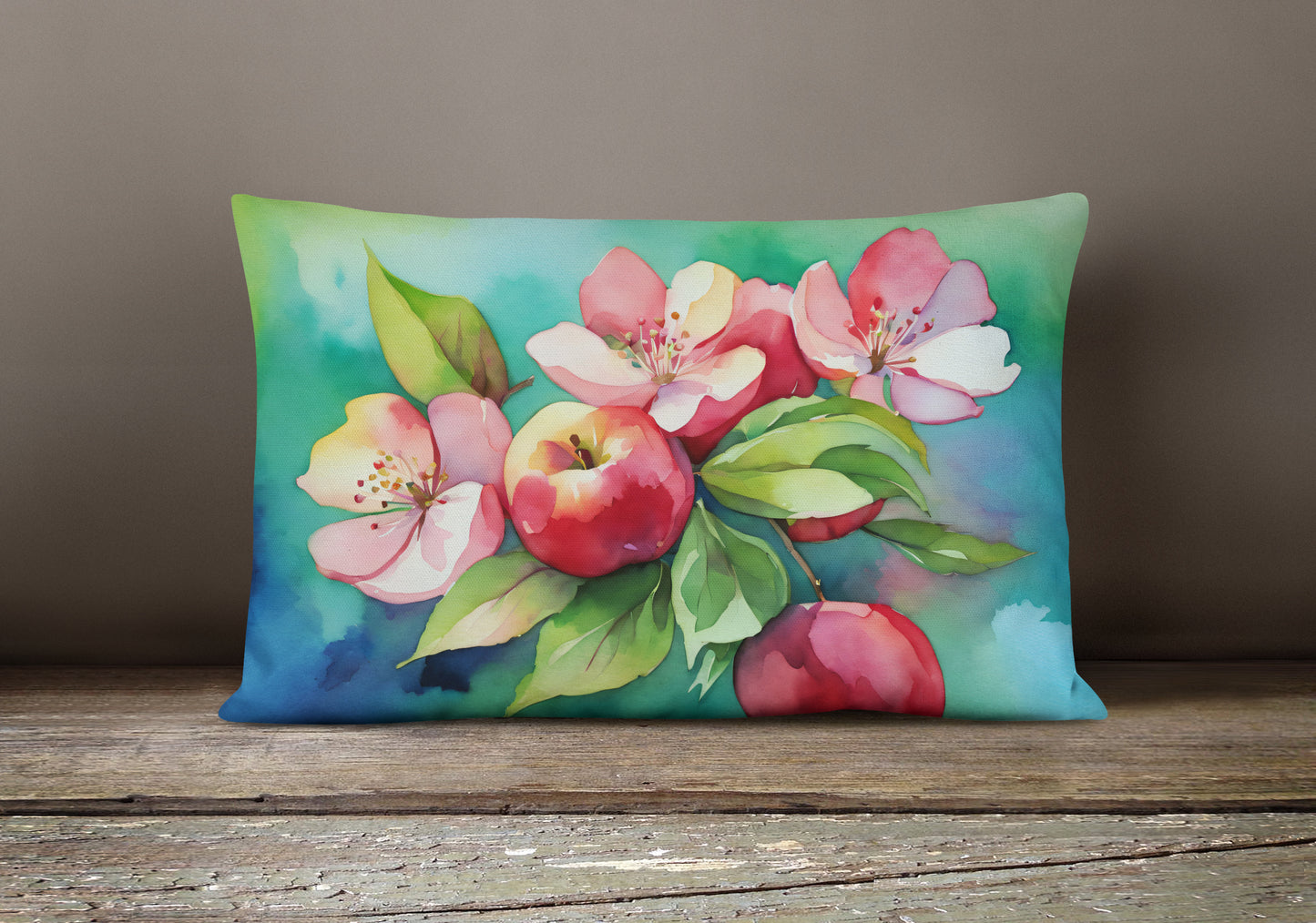 Arkansas Apple Blossom in Watercolor Throw Pillow