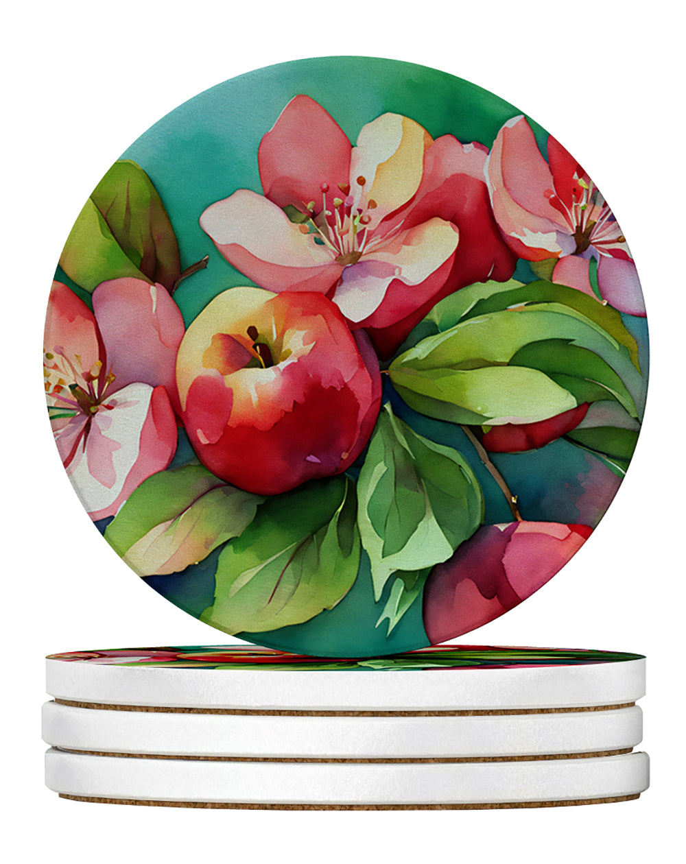 Buy this Arkansas Apple Blossom in Watercolor Large Sandstone Coasters Pack of 4