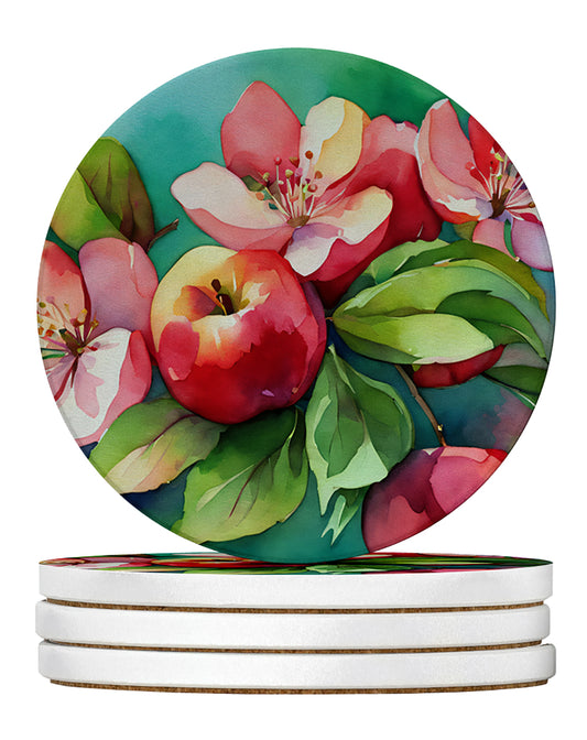 Buy this Arkansas Apple Blossom in Watercolor Large Sandstone Coasters Pack of 4
