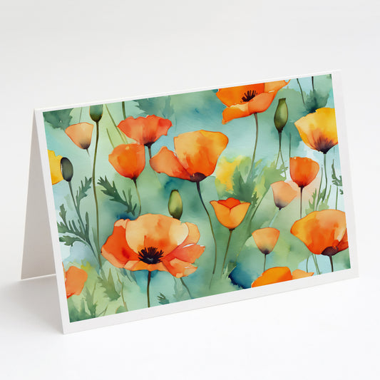 Buy this California California Poppies in Watercolor Greeting Cards Pack of 8