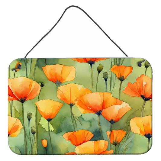 Buy this California California Poppies in Watercolor Wall or Door Hanging Prints