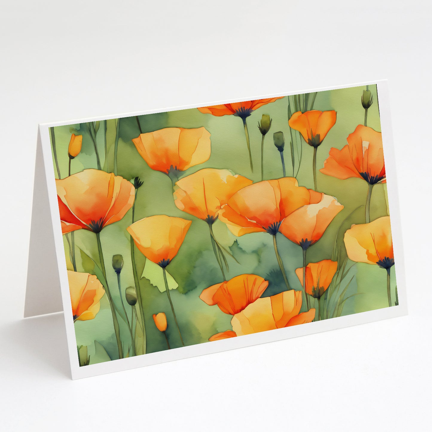 Buy this California California Poppies in Watercolor Greeting Cards Pack of 8